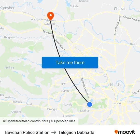 Bavdhan Police Station to Talegaon Dabhade map