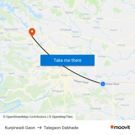 Kunjirwadi Gaon to Talegaon Dabhade map