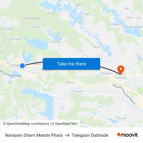 Narayani Dham Mandir Phata to Talegaon Dabhade map