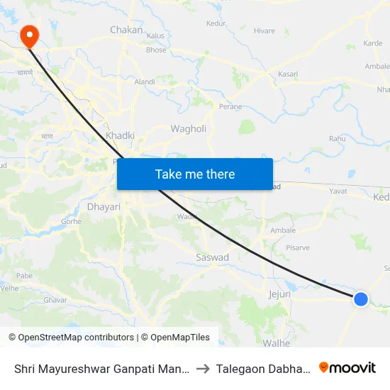 Shri Mayureshwar Ganpati Mandir to Talegaon Dabhade map