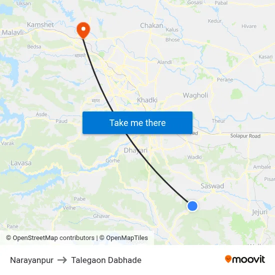 Narayanpur to Talegaon Dabhade map