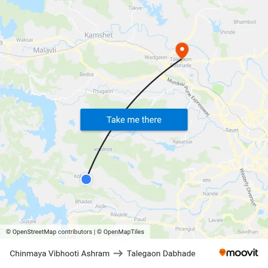 Chinmaya Vibhooti Ashram to Talegaon Dabhade map