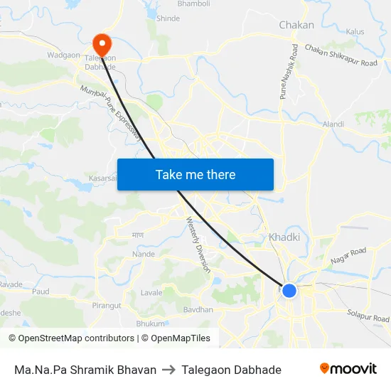 Ma.Na.Pa Shramik Bhavan to Talegaon Dabhade map