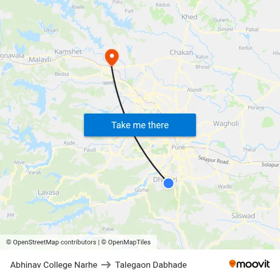 Abhinav College Narhe to Talegaon Dabhade map