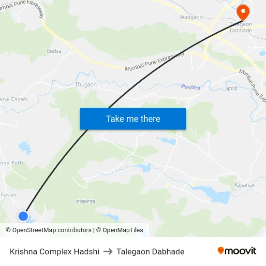 Krishna Complex Hadshi to Talegaon Dabhade map