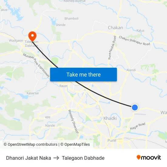 Dhanori Jakat Naka to Talegaon Dabhade map