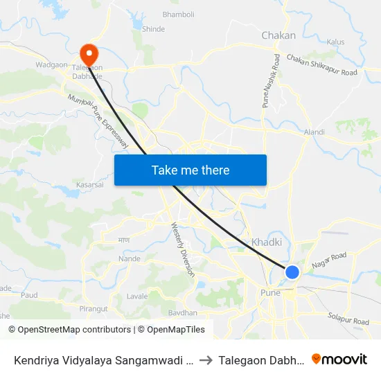 Kendriya Vidyalaya Sangamwadi BRTS to Talegaon Dabhade map