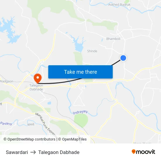 Sawardari to Talegaon Dabhade map