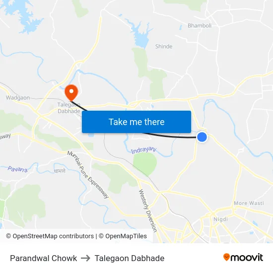 Parandwal Chowk to Talegaon Dabhade map