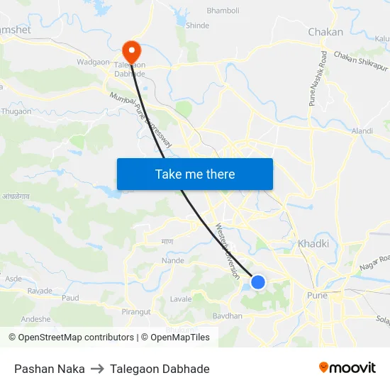 Pashan Naka to Talegaon Dabhade map