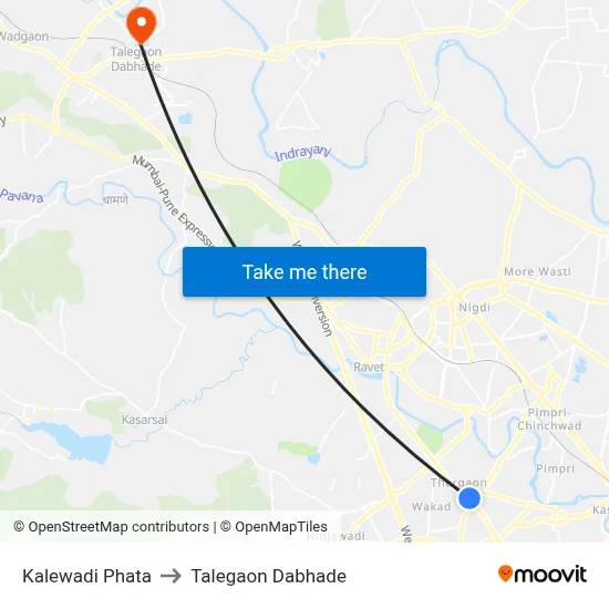 Kalewadi Phata to Talegaon Dabhade map