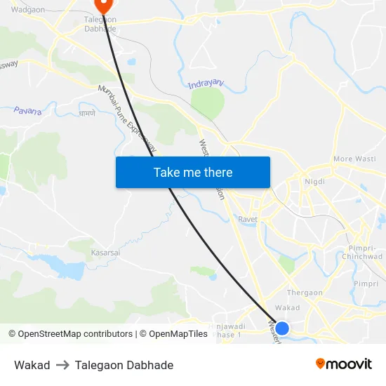Wakad to Talegaon Dabhade map