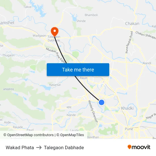 Wakad Phata to Talegaon Dabhade map