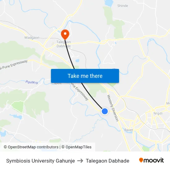 Symbiosis University Gahunje to Talegaon Dabhade map