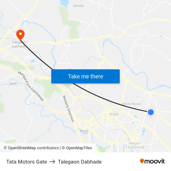 Tata Motors Gate to Talegaon Dabhade map