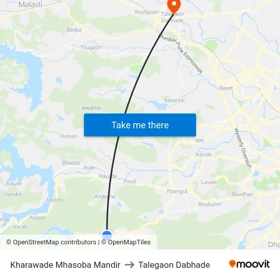 Kharawade Mhasoba Mandir to Talegaon Dabhade map