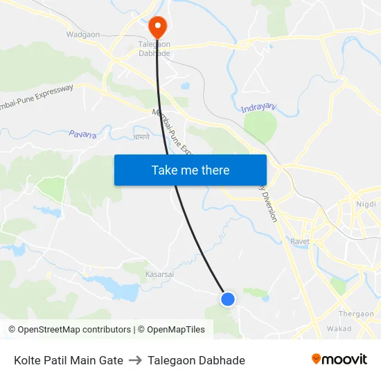 Kolte Patil Main Gate to Talegaon Dabhade map