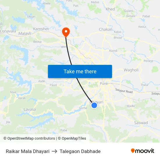 Raikar Mala Dhayari to Talegaon Dabhade map