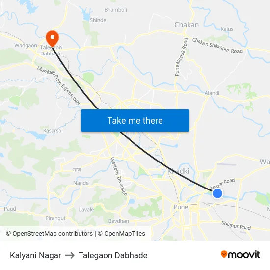 Kalyani Nagar to Talegaon Dabhade map