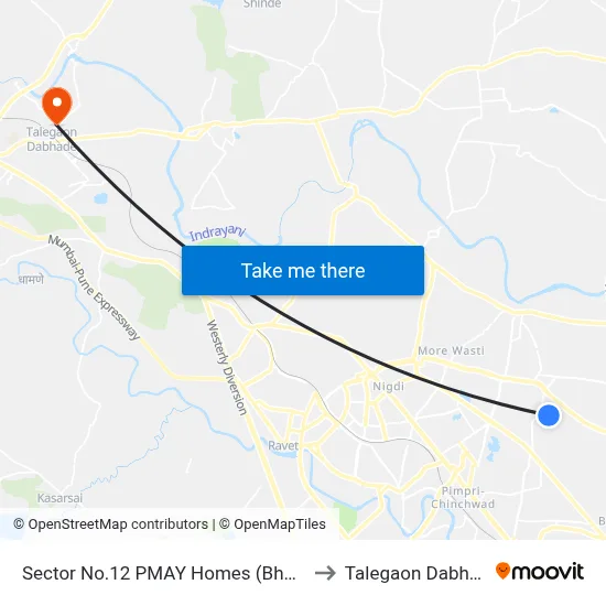 Sector No.12 PMAY Homes (Bhosari) to Talegaon Dabhade map