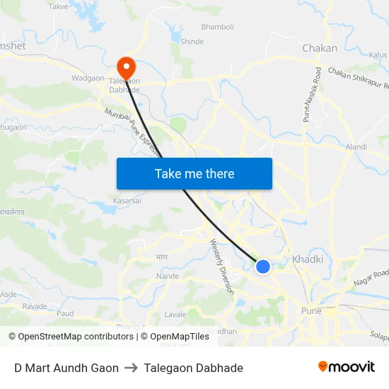 D Mart Aundh Gaon to Talegaon Dabhade map