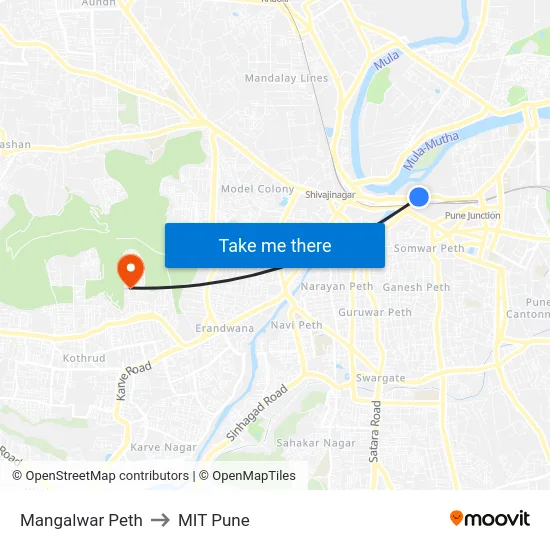 Mangalwar Peth to MIT Pune map