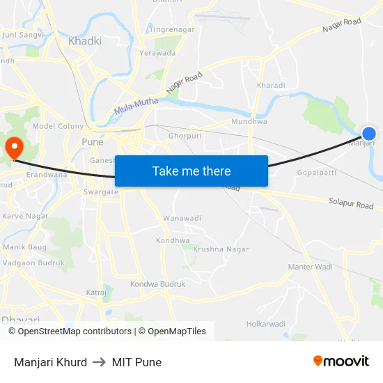 Manjari Khurd to MIT Pune map