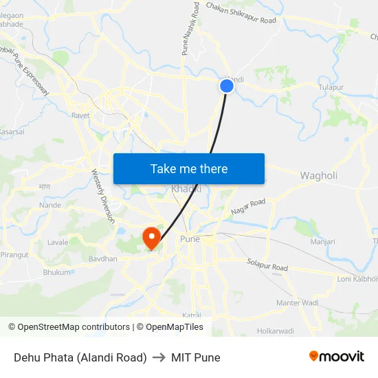 Dehu Phata (Alandi Road) to MIT Pune map