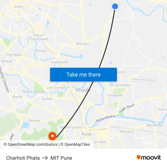 Charholi Phata to MIT Pune map