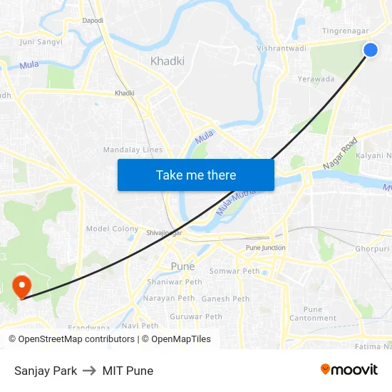 Sanjay Park to MIT Pune map