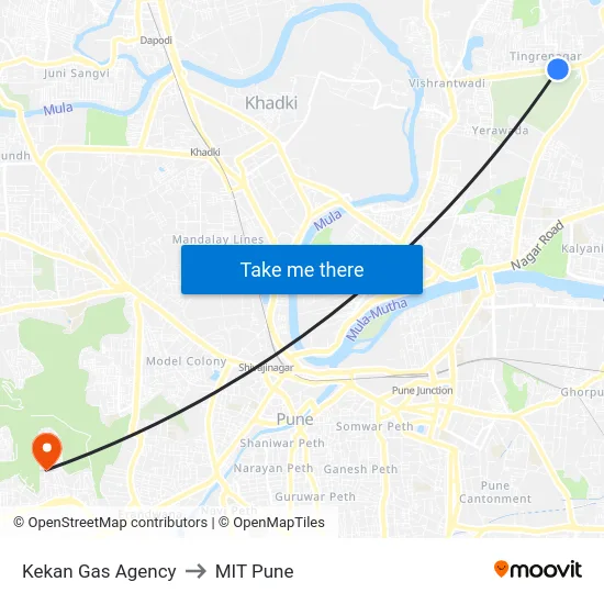 Kekan Gas Agency to MIT Pune map