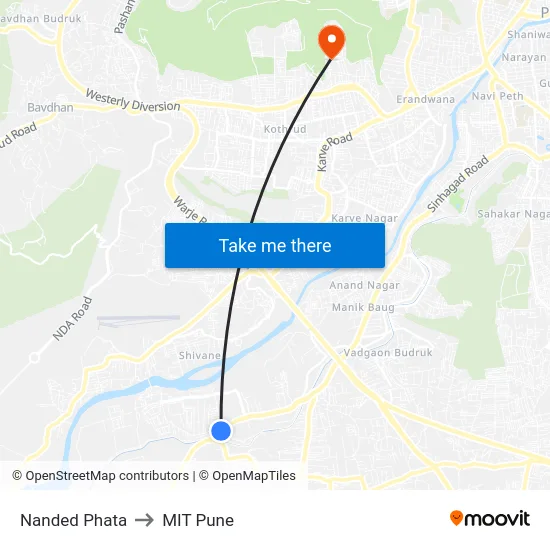 Nanded Phata to MIT Pune map