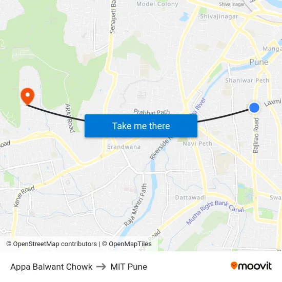 Appa Balwant Chowk to MIT Pune map
