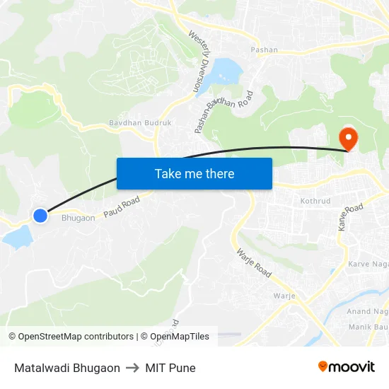 Matalwadi Bhugaon to MIT Pune map