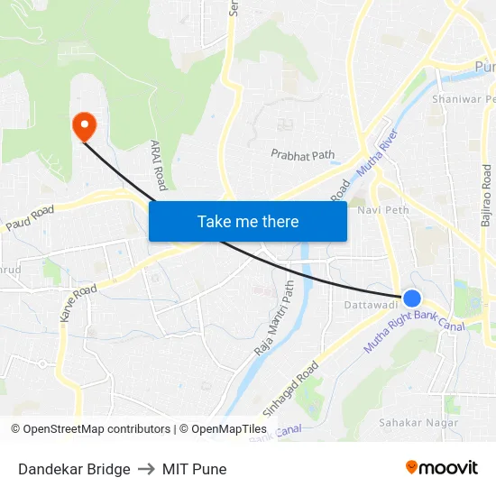Dandekar Bridge to MIT Pune map