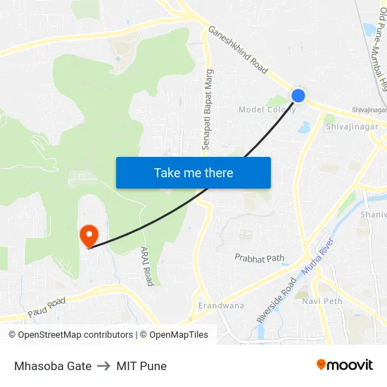 Mhasoba Gate to MIT Pune map