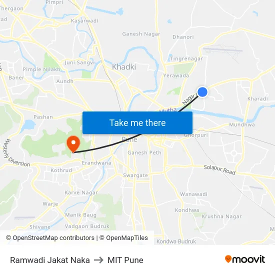 Ramwadi Jakat Naka to MIT Pune map