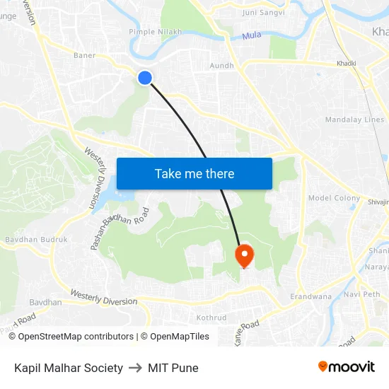 Kapil Malhar Society to MIT Pune map