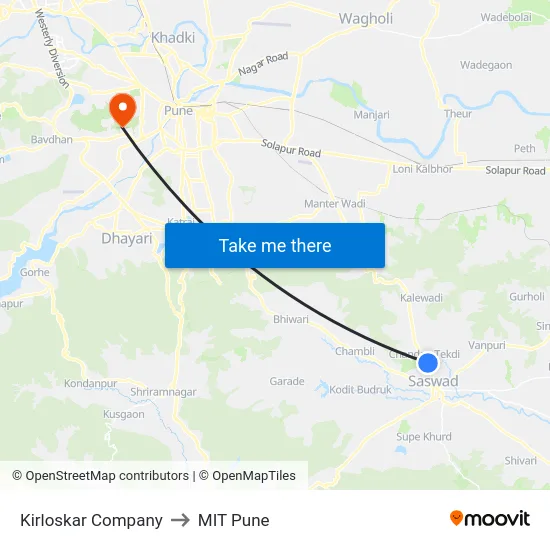 Kirloskar Company to MIT Pune map