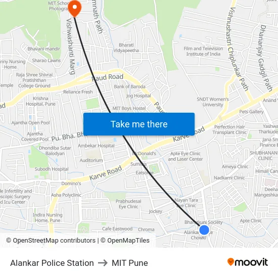 Alankar Police Station to MIT Pune map
