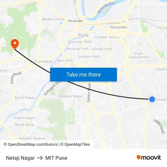 Netaji Nagar to MIT Pune map