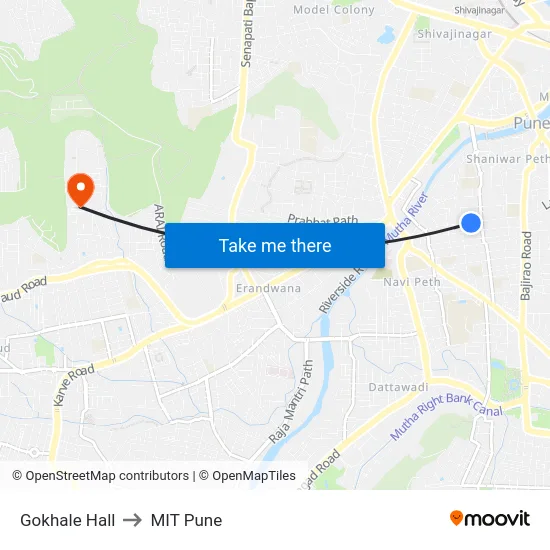 Gokhale Hall to MIT Pune map