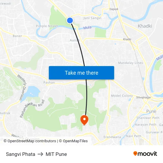 Sangvi Phata to MIT Pune map