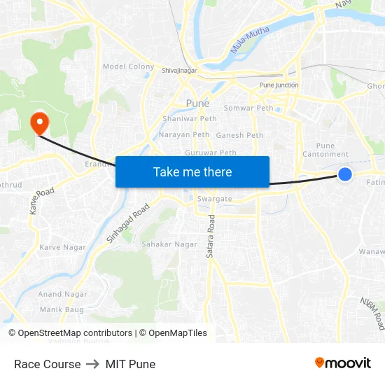 Race Course to MIT Pune map