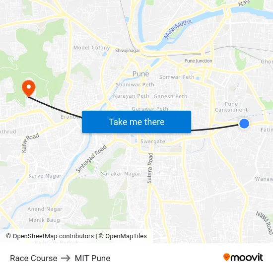 Race Course to MIT Pune map