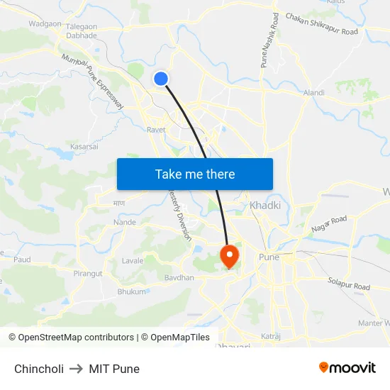 Chincholi to MIT Pune map