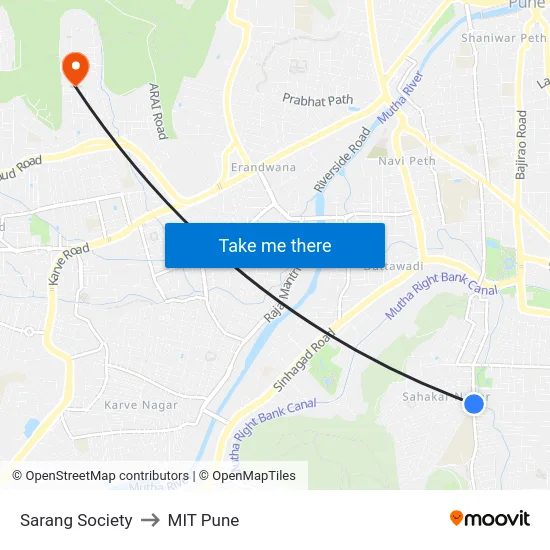 Sarang Society to MIT Pune map