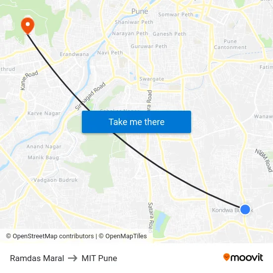 Ramdas Maral to MIT Pune map