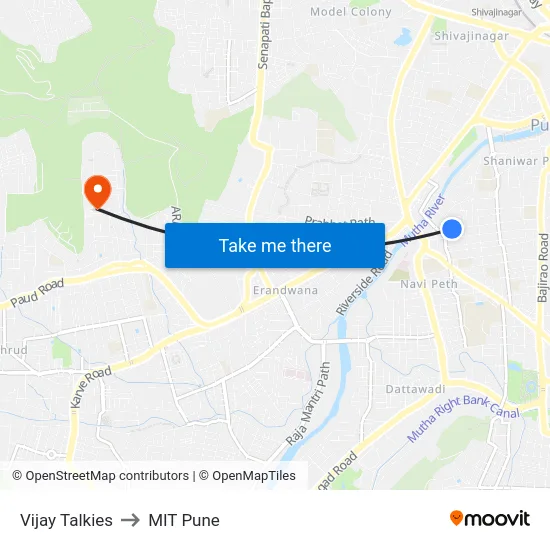 Vijay Talkies to MIT Pune map