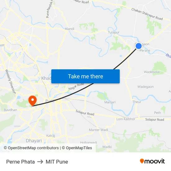 Perne Phata to MIT Pune map